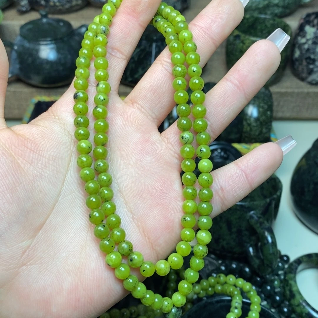 蛇纹石玉手链未镶嵌大***光