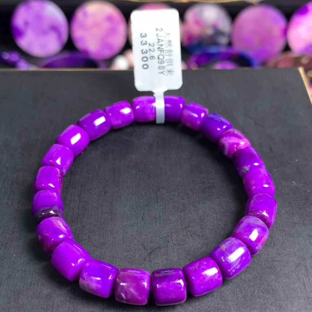 苏纪石（舒俱来）凝胶紫桶珠手串8+未镶嵌