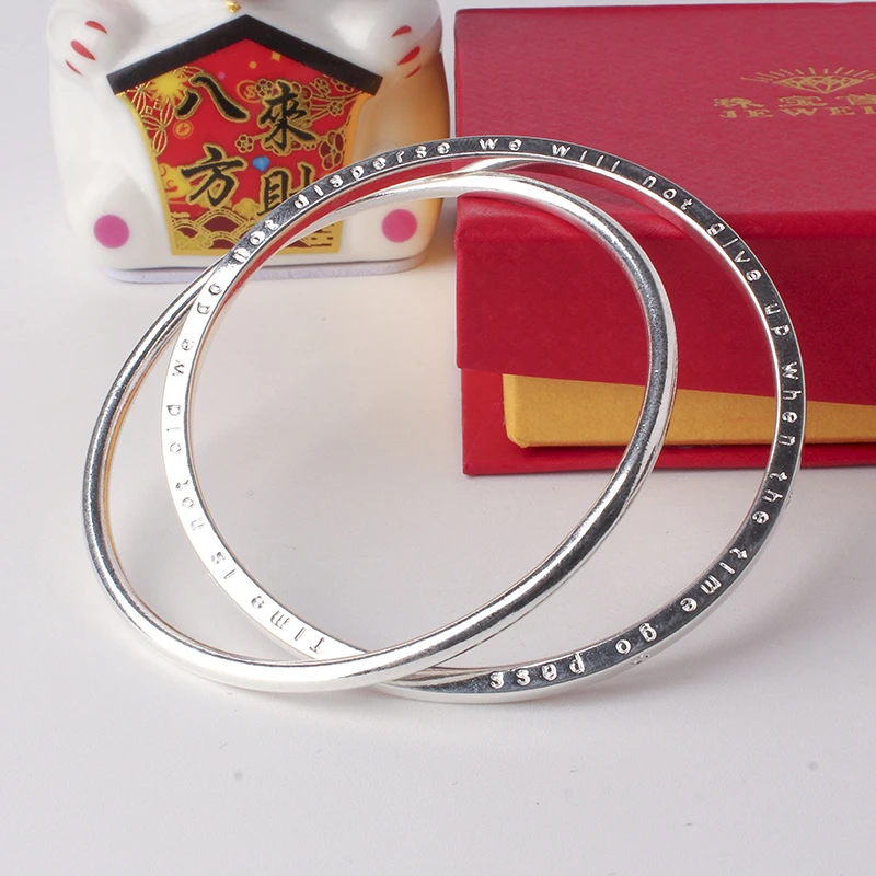 足银手镯 38号链接【双环四叶草】足银手镯 发货带证书带礼盒