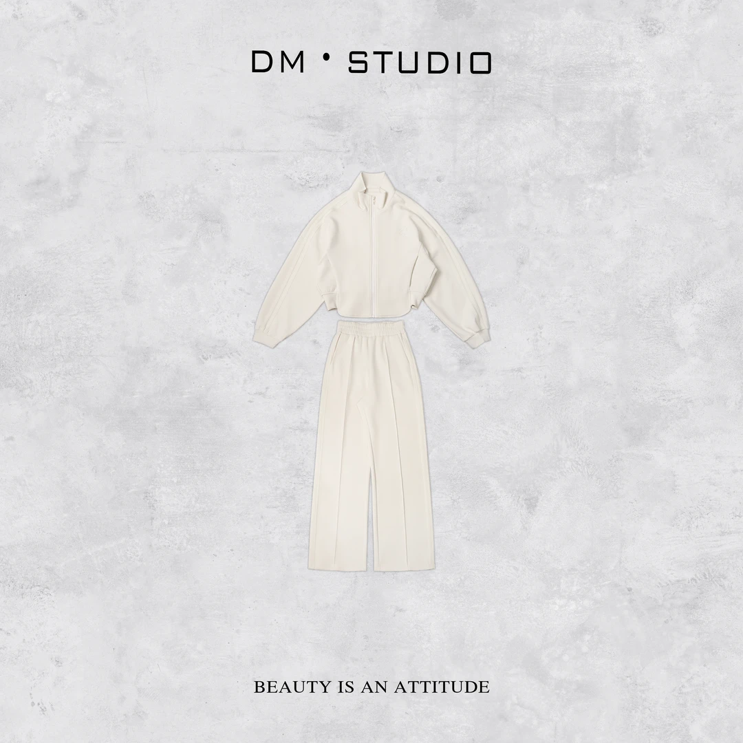 －DM•STUDIO/气质百搭运动长袖卫衣外套+拖地卫裤套装（51221）