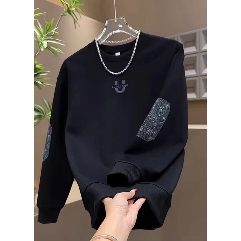 秋冬季字母卫衣男士潮流痞帅时尚百搭2025新款圆领打底衫长袖上衣