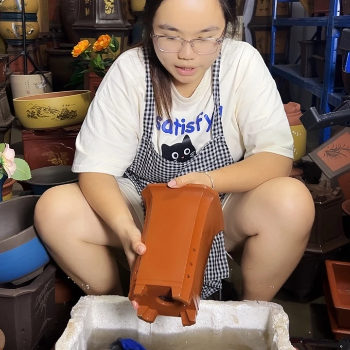 宜兴紫砂花盆17红四方