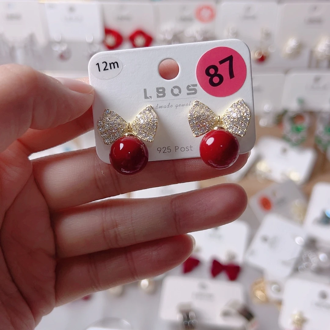 锆石纯铜合金耳环