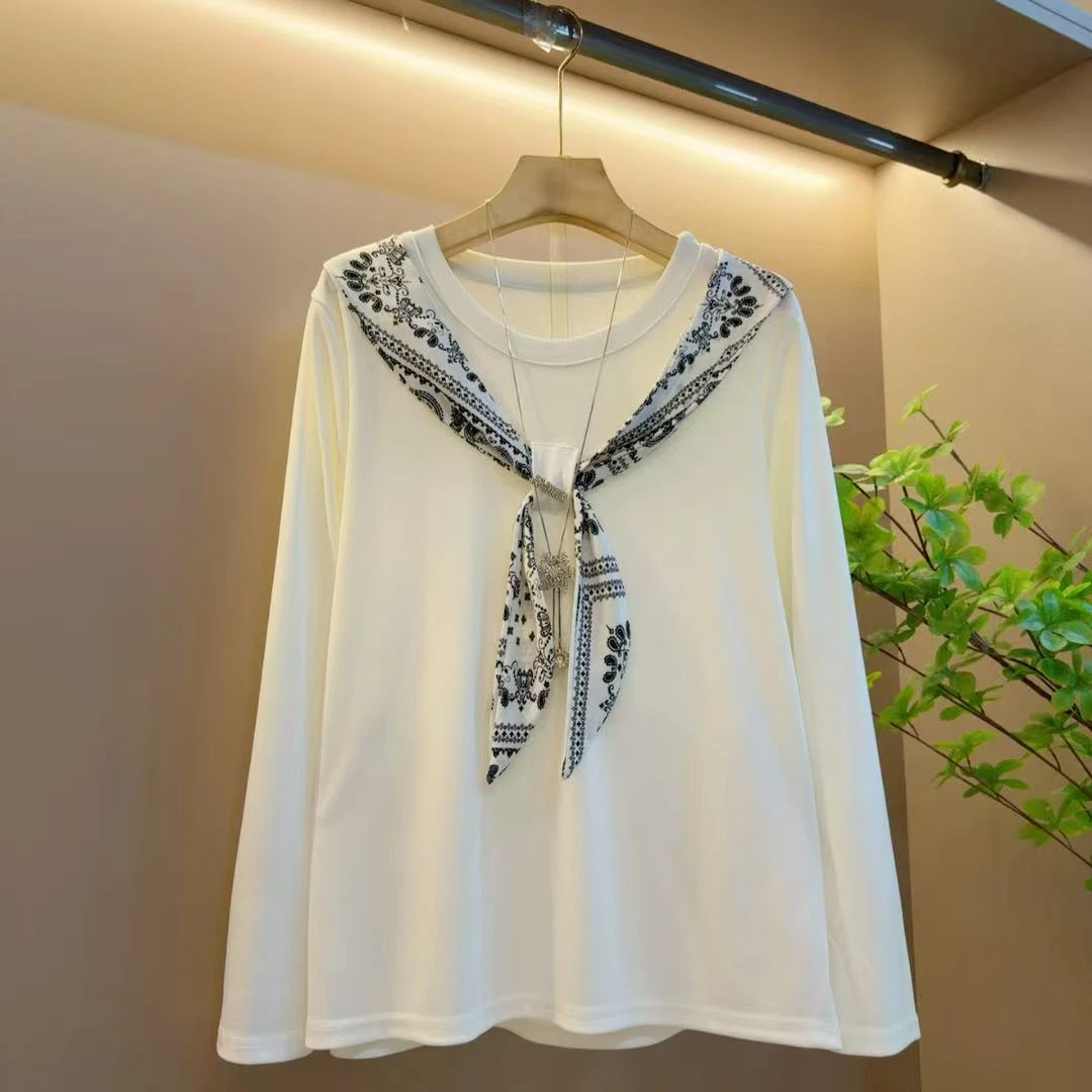 韩版时尚秋季新款宽松拼接设计百搭上衣（长64左右）