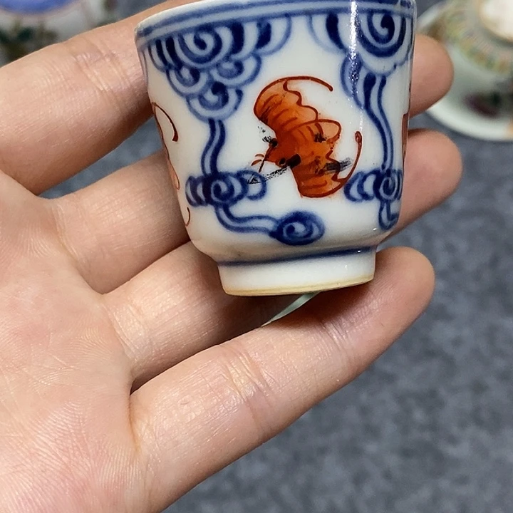 实***在青花杯子，青花杯子