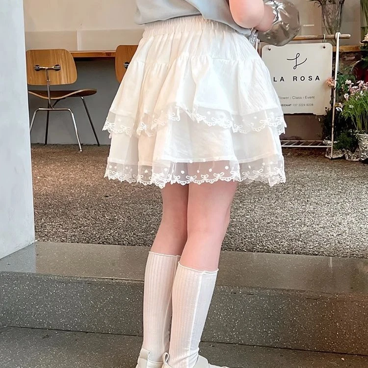 女童甜美蕾丝边蛋糕裙韩版儿童宝宝时尚洋气甜美公主裙带安全裤