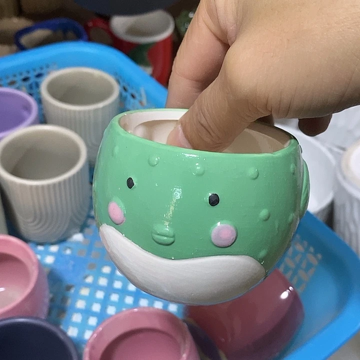 陶盆有孔 瑕疵针孔漏釉介意勿拍口 7高7