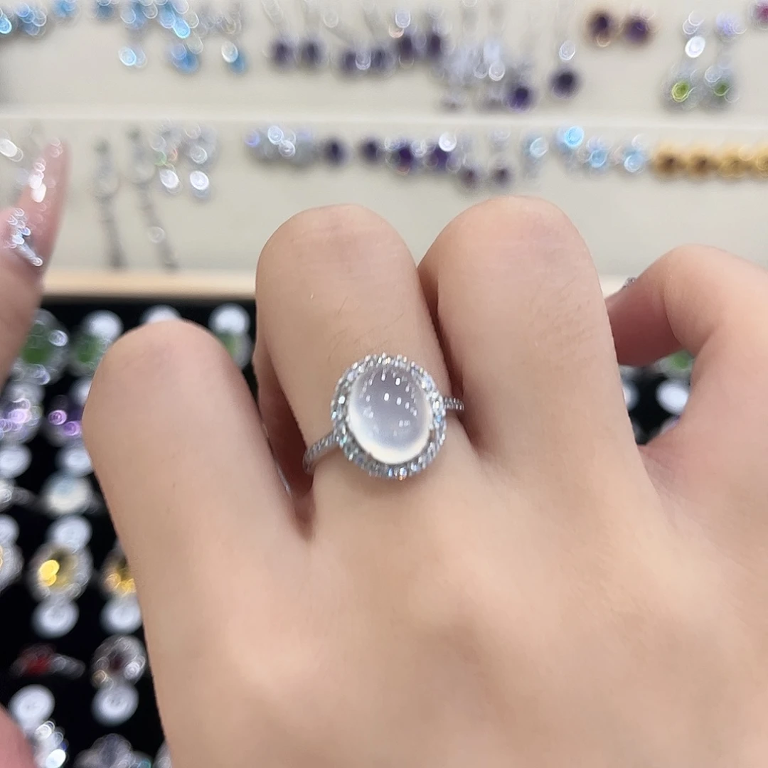 岫玉银S925镶嵌戒指