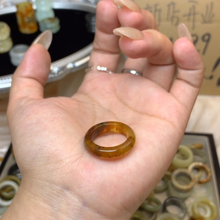 1***冬合金蛇纹石玉戒指