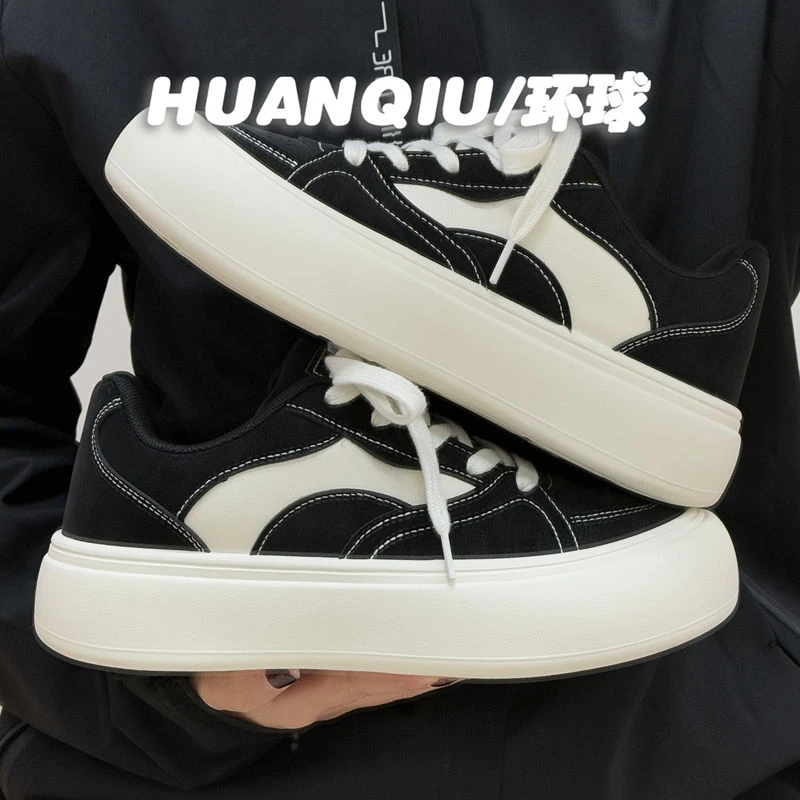 环球黑色鞋子男款夏季男鞋2025新款男士时尚运动休闲学生百搭板鞋