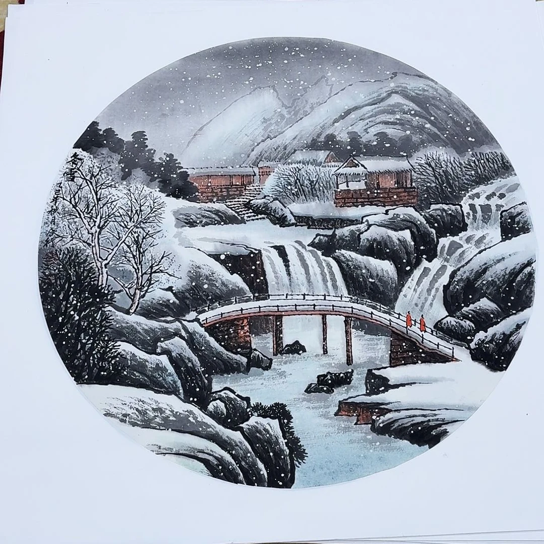 国画四尺斗方山水一张