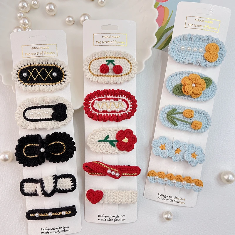 手工成品发夹边夹边夹材料包浅蓝酒红系列发饰发卡套装手工发夹发