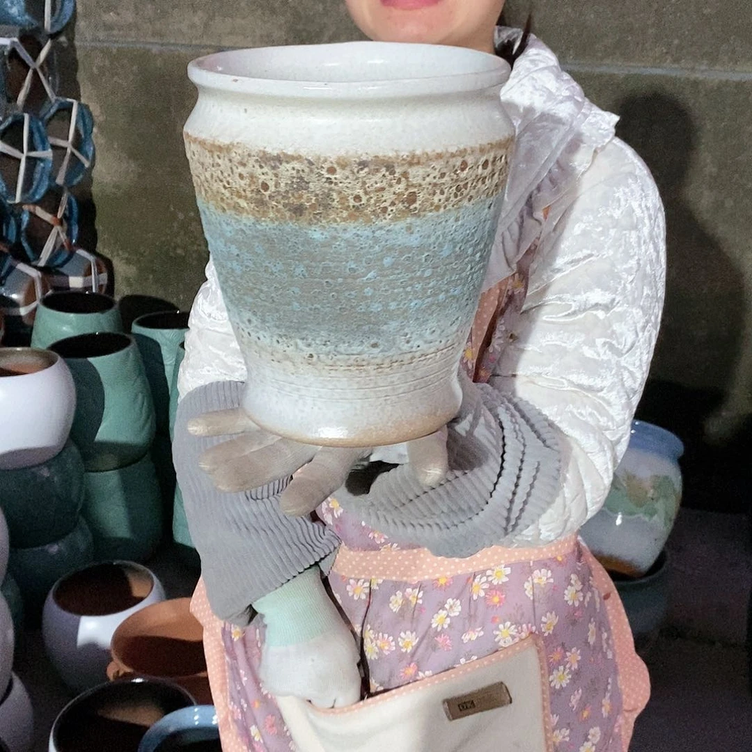 紫砂花盆瑕疵口18高21