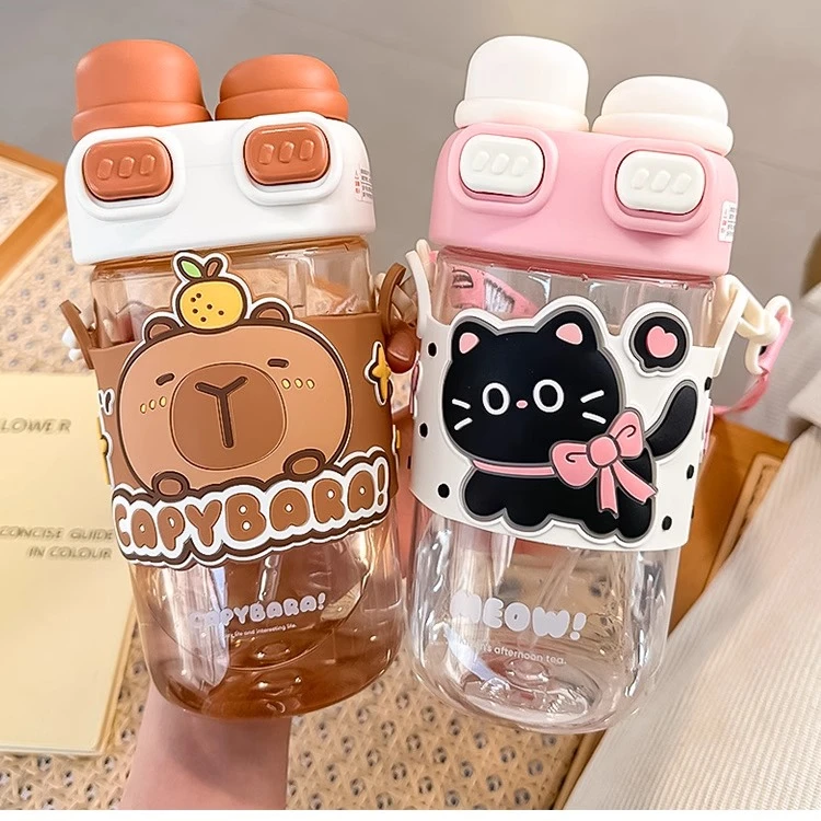 【小慧补贴专属】卡通系列双饮杯耐热TRITAN奶瓶材质儿童吸管杯9060