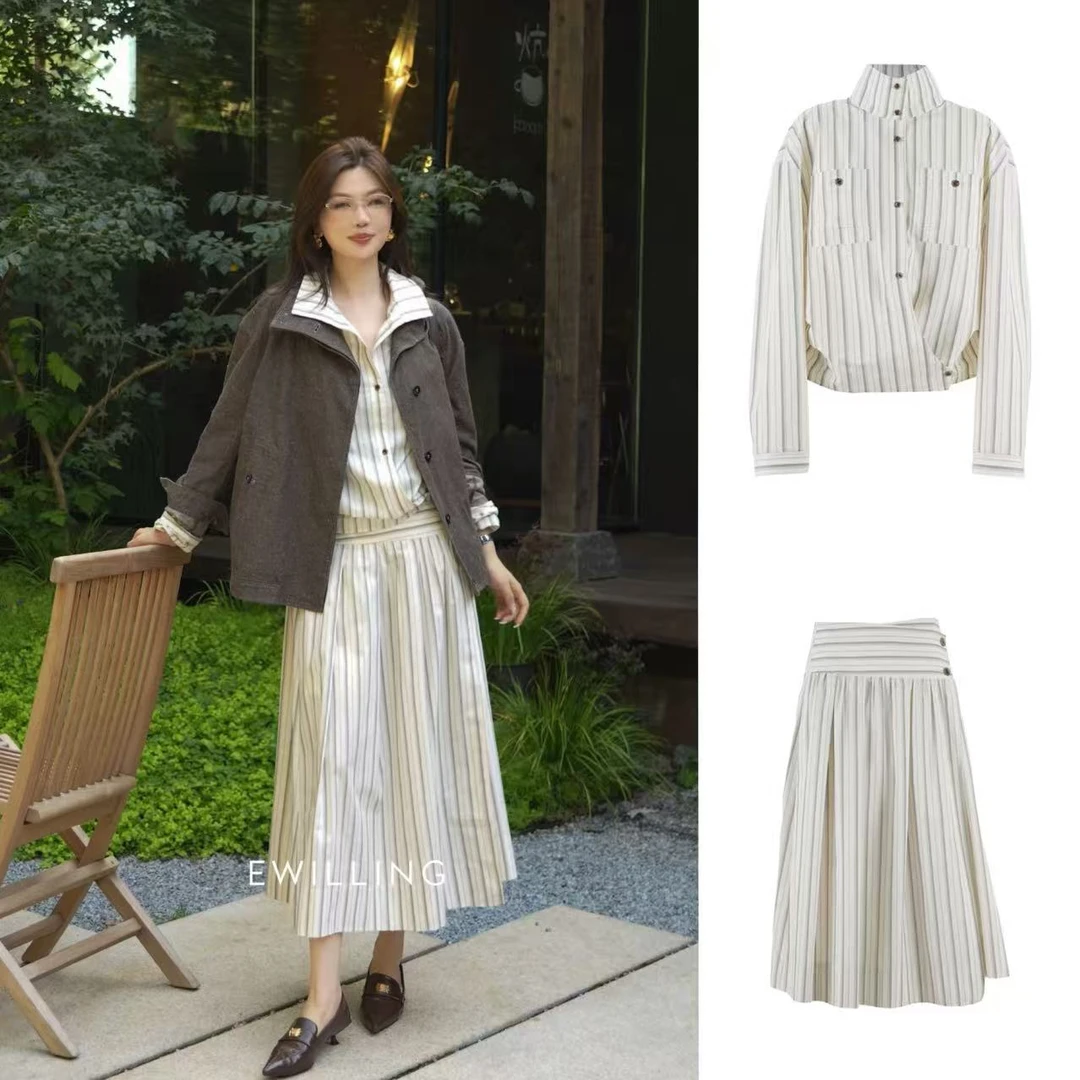 YOEYYOU立领兜量衬衫 量感搭片半裙