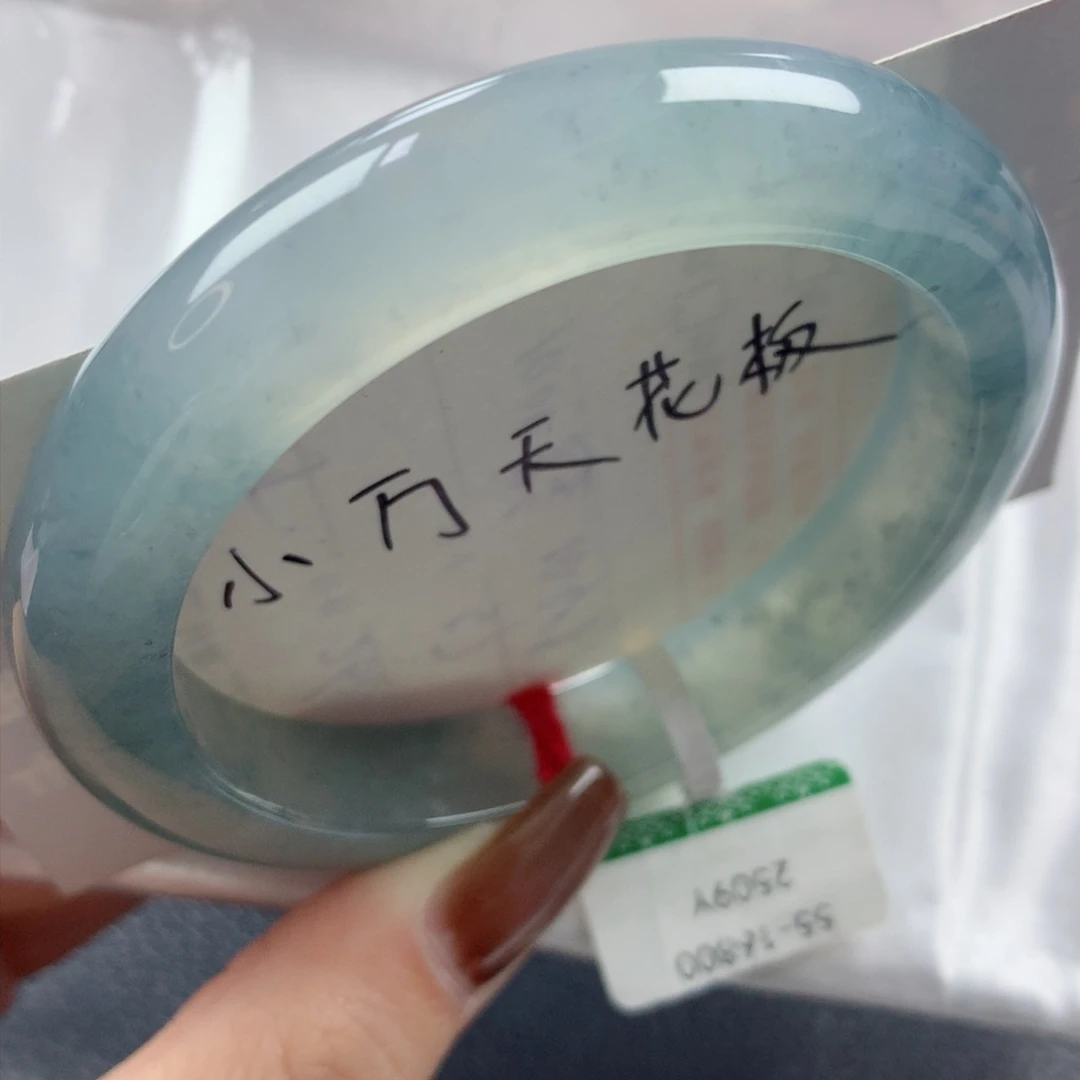 未镶嵌手镯翡翠冰胶透亮高级海蓝之谜正圈55
