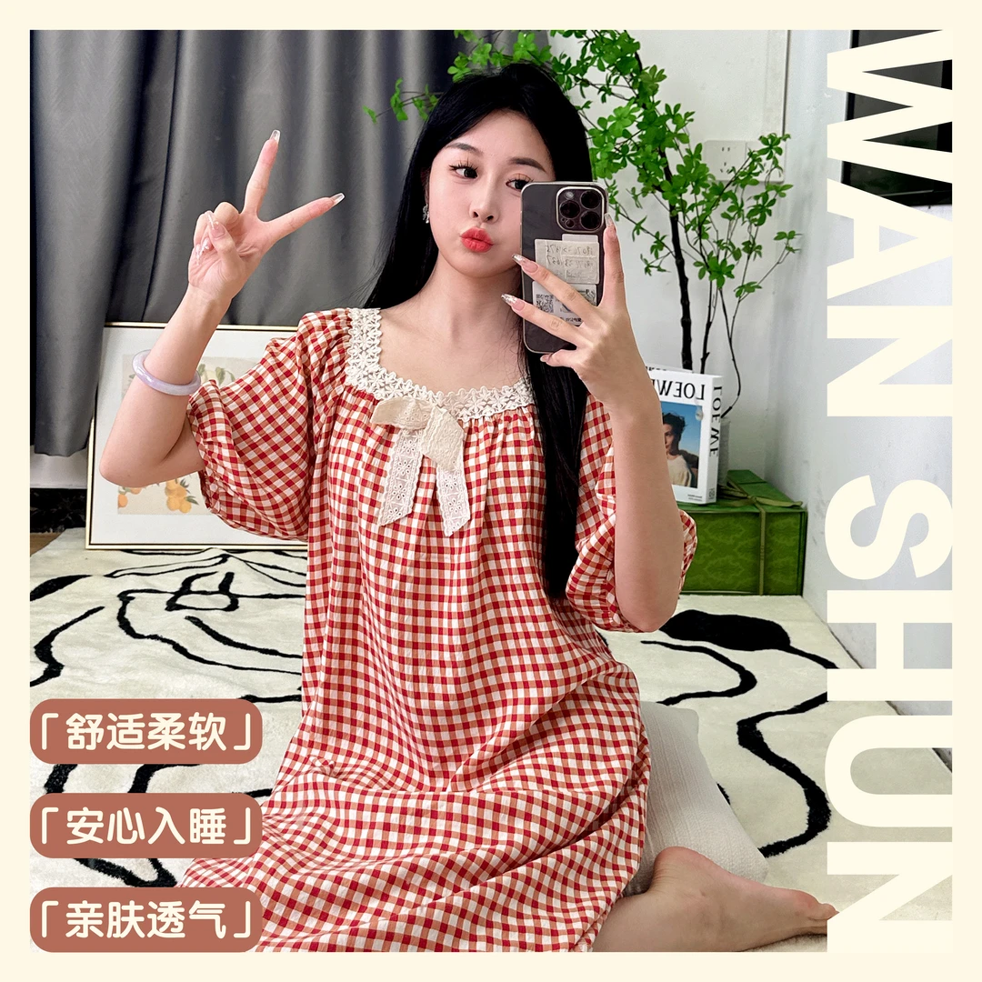 2025夏季爆款睡裙女公主风短袖女士夏季薄款甜美可爱可外穿家居服