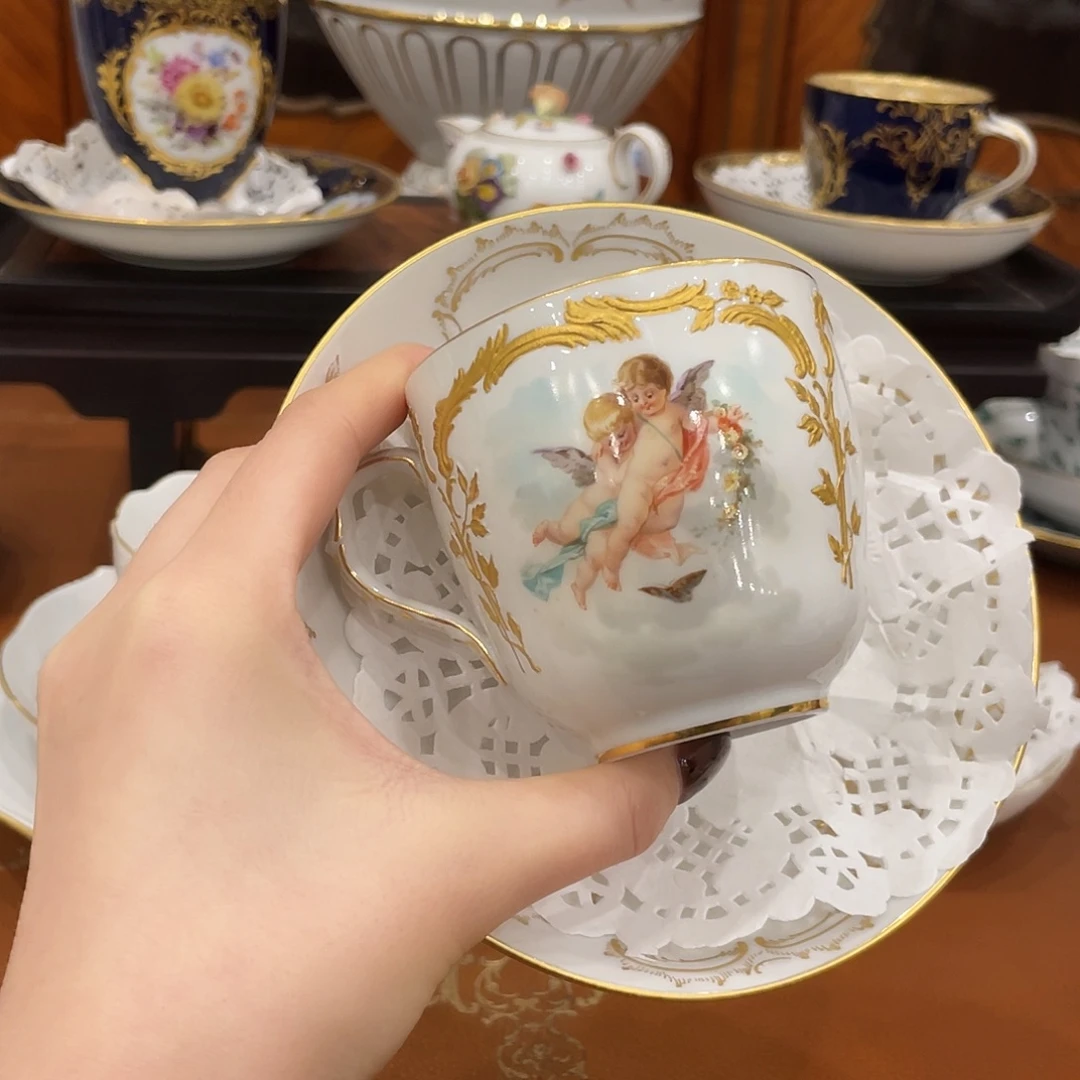 摆件中古kpm天使杯碟