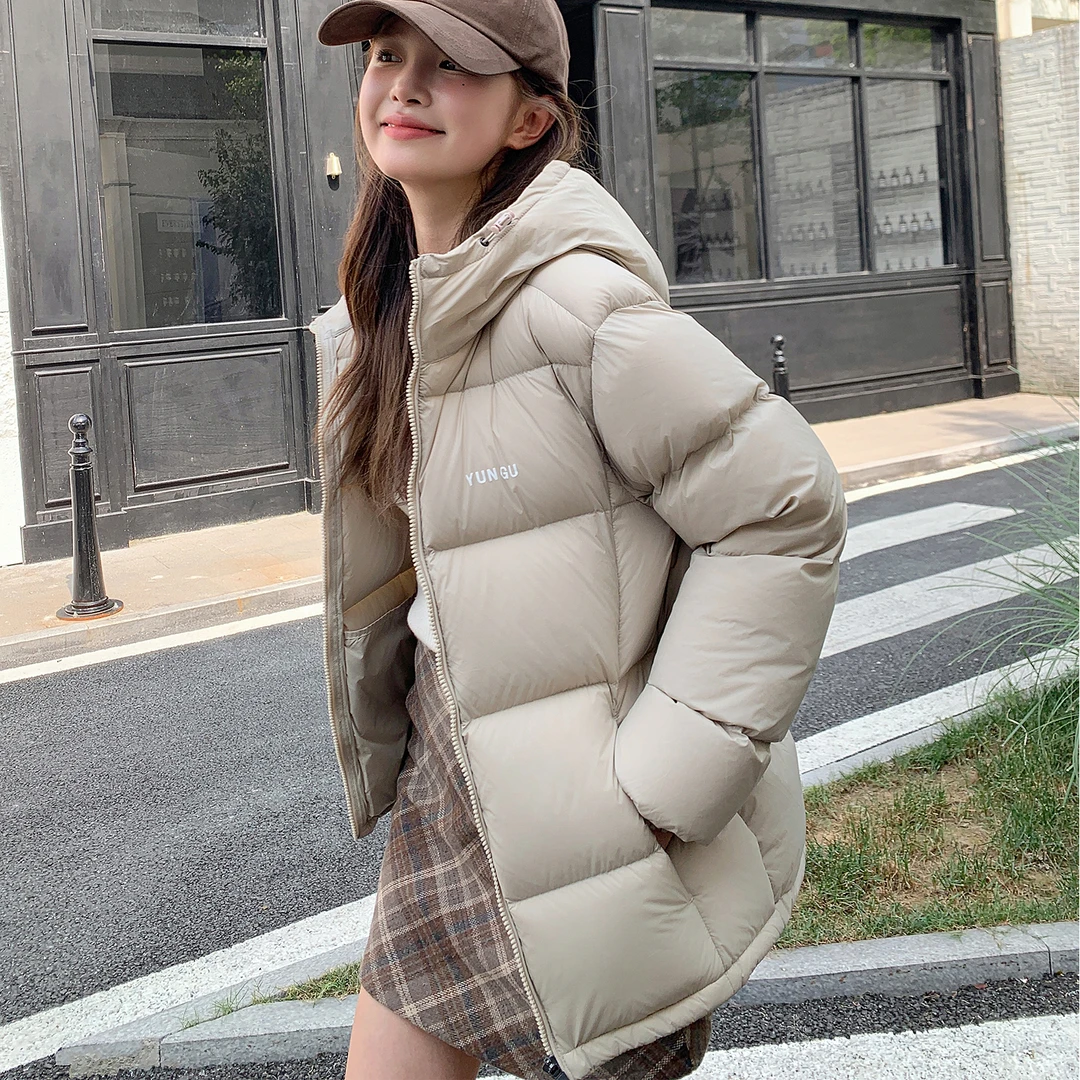【90白鸭绒】连帽泡芙面包服羽绒服男女同款短款时尚加厚保暖外套