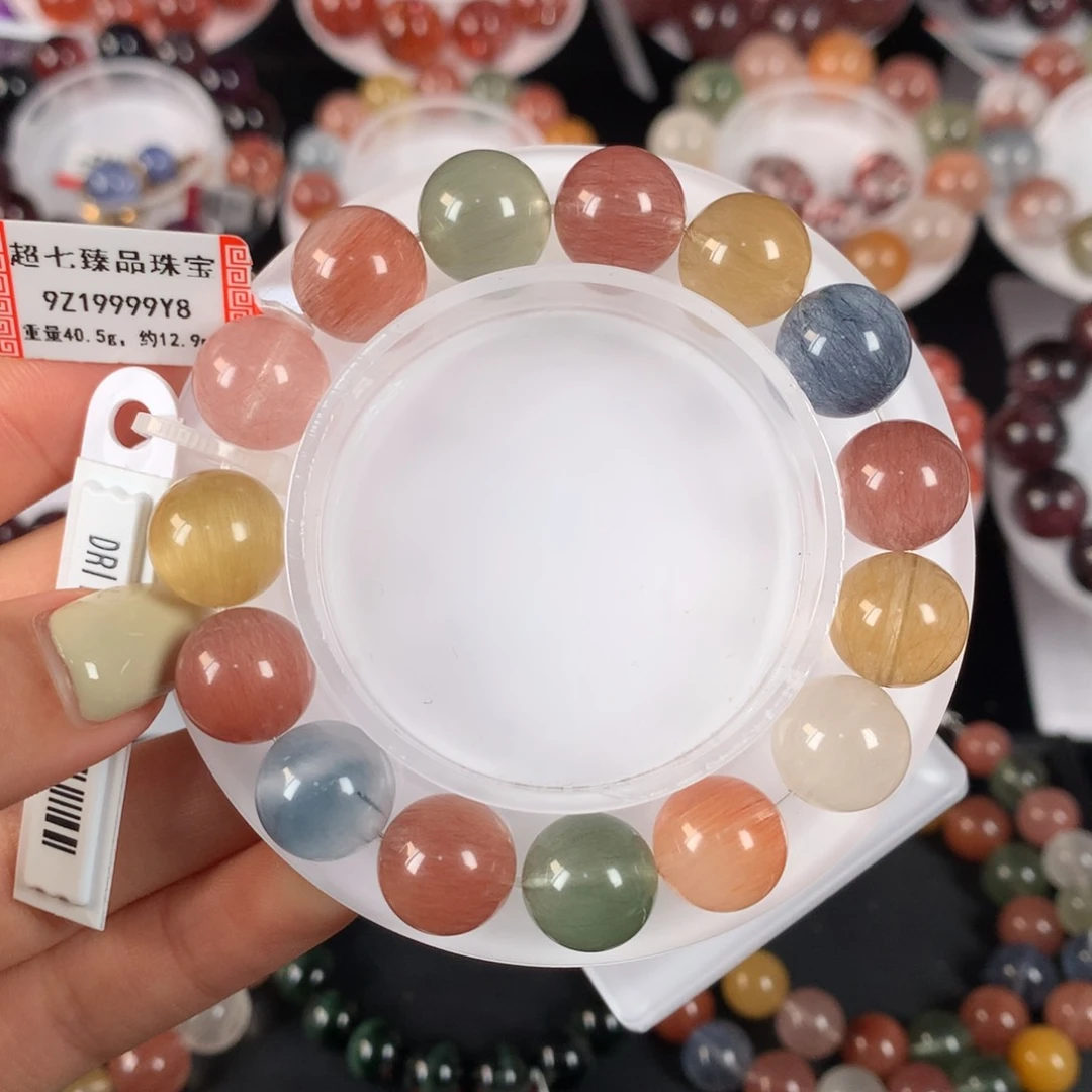 未镶嵌手链水晶彩兔毛12.9mm