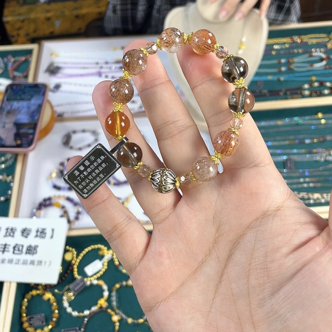 水晶手链银S925镀金镶嵌