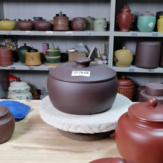 茶叶罐紫砂四饼茶叶罐老紫泥素面238