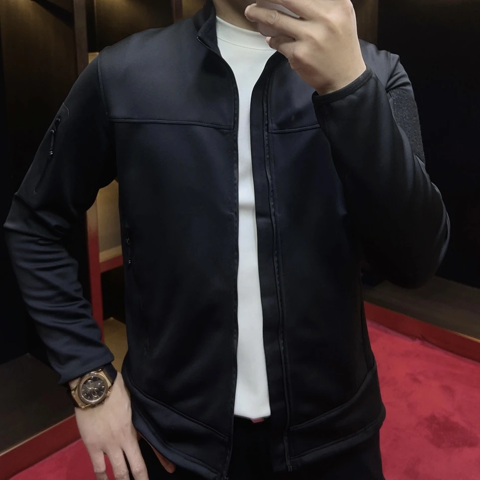 252305#新款年货加绒开衫轻奢欧货男士中青年休闲外套商务修身