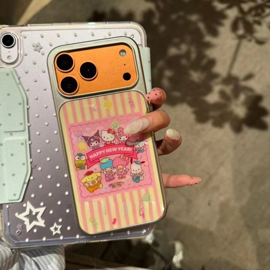 高级感电镀三丽鸥派对适用于苹果17pro/16promax手机壳15保护套14