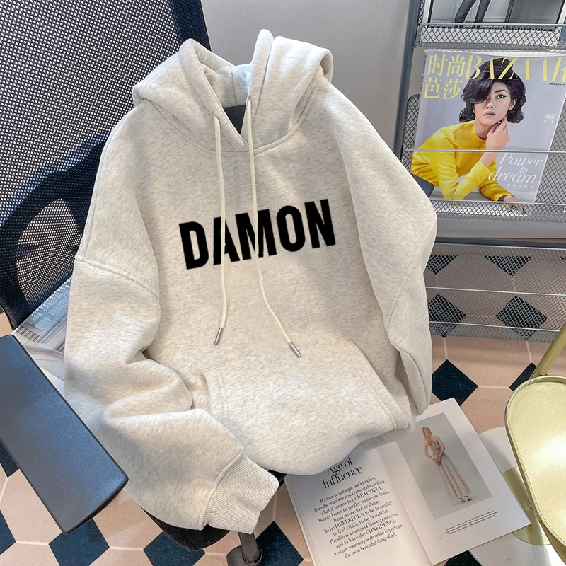 连帽卫衣女2025新款秋冬加绒加厚宽松包臂中长款韩版带帽情侣外套