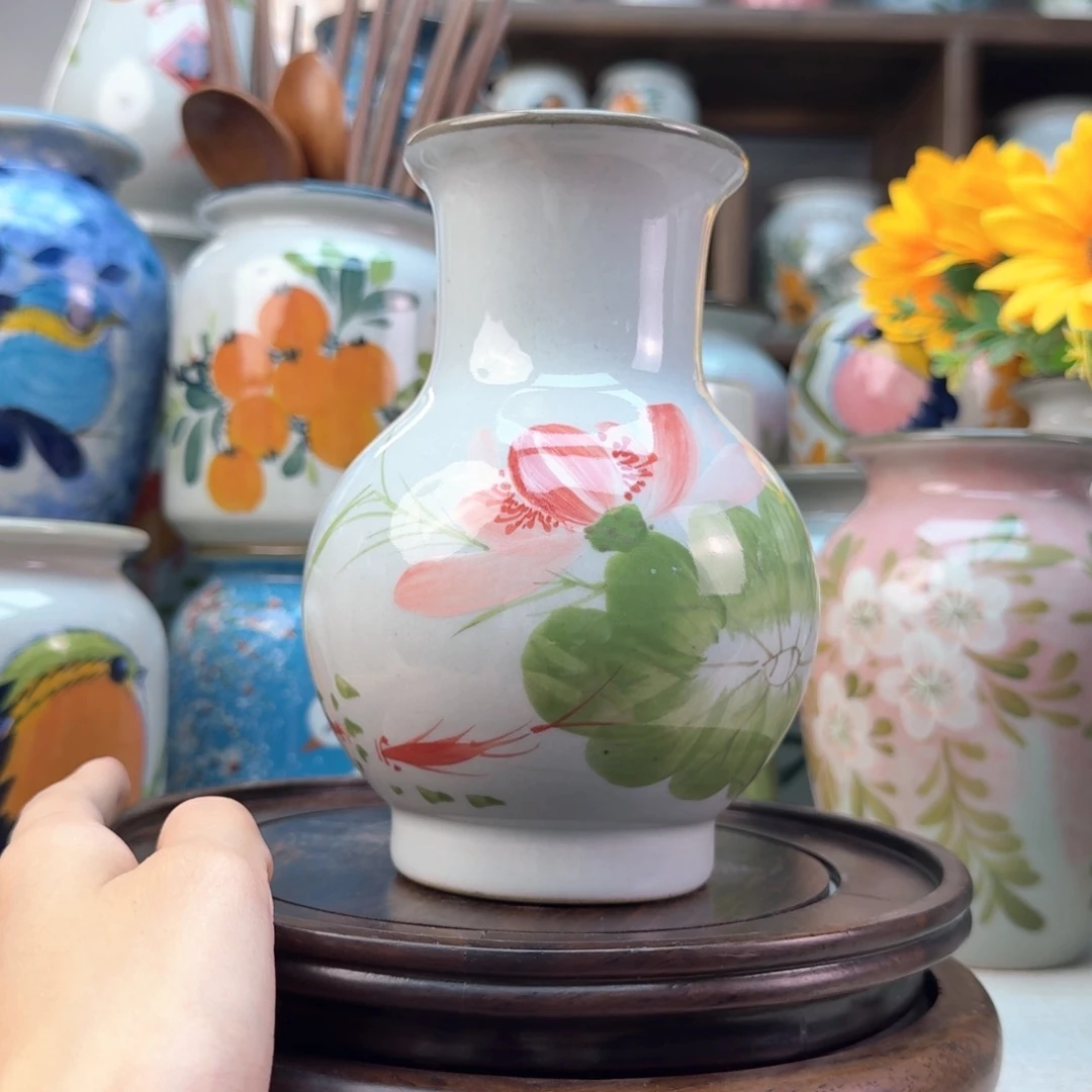 景德镇陶瓷手绘花瓶无孔