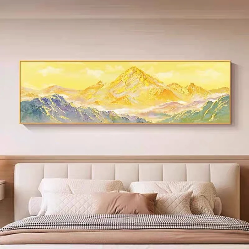 背靠金山床头晶瓷带钻装饰画有山画大气聚财金山40150