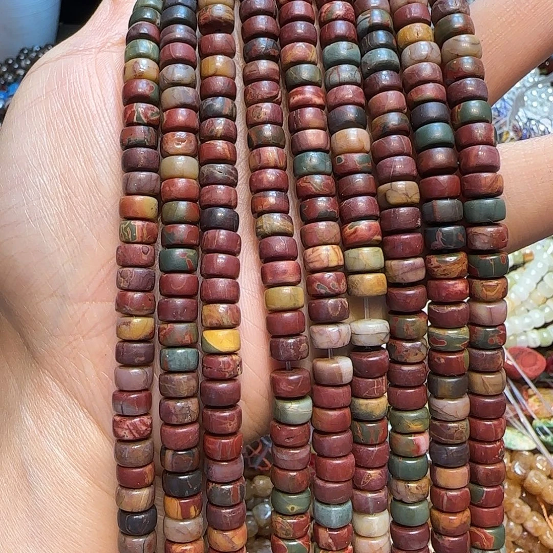 玛瑙/玉髓未镶嵌珠宝半成品7mm毕加索跺珠一条