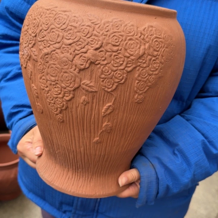 紫砂花盆口18高30宜兴紫砂