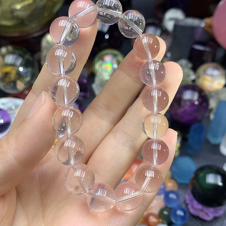 未镶嵌珠宝半成品水晶净透体星光冰粉水晶手串12mm