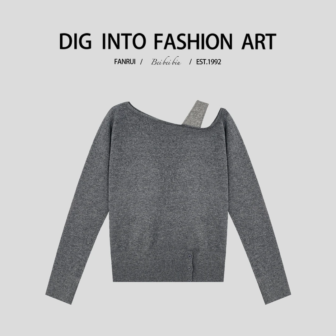 FANRUI/泛芮「梵高印象」全羊毛纯色舒适洋气百搭针织上衣B14482