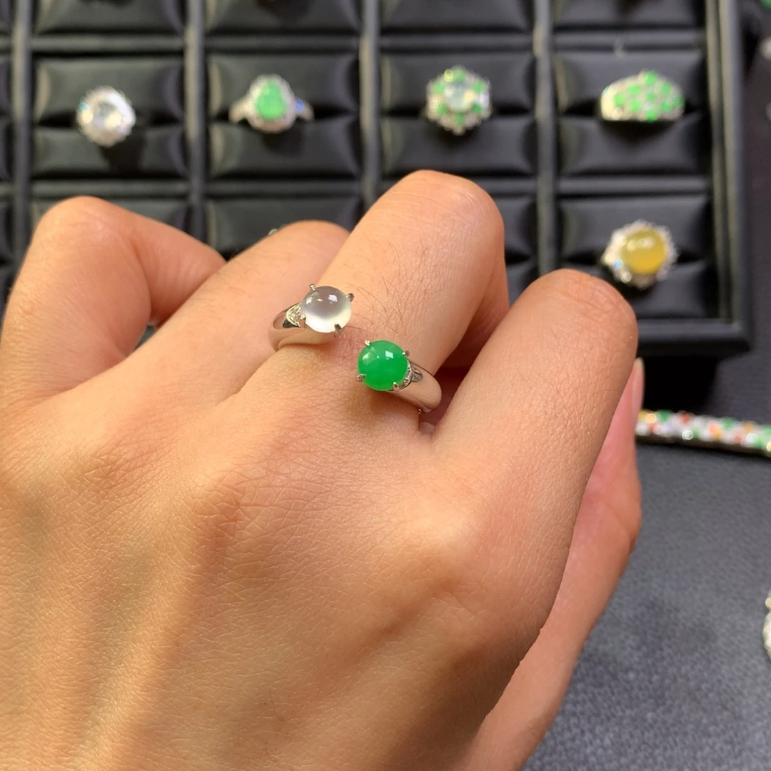 A***y翡翠银S925镶嵌戒指