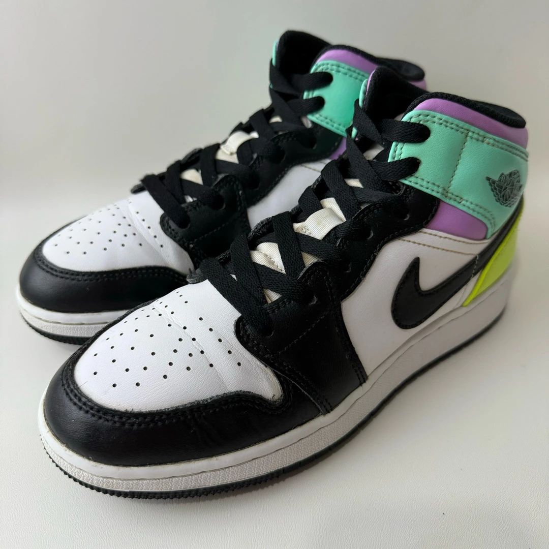 90新 AIR JORDAN 39码 耐克 Nike AJ1黑紫绿 篮球鞋编号6480