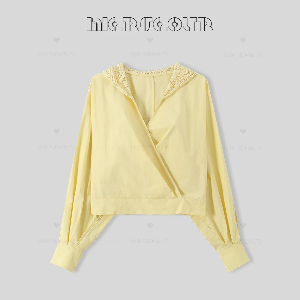 【春光限定】2025新款交叉设计感花边衬衫上衣568180