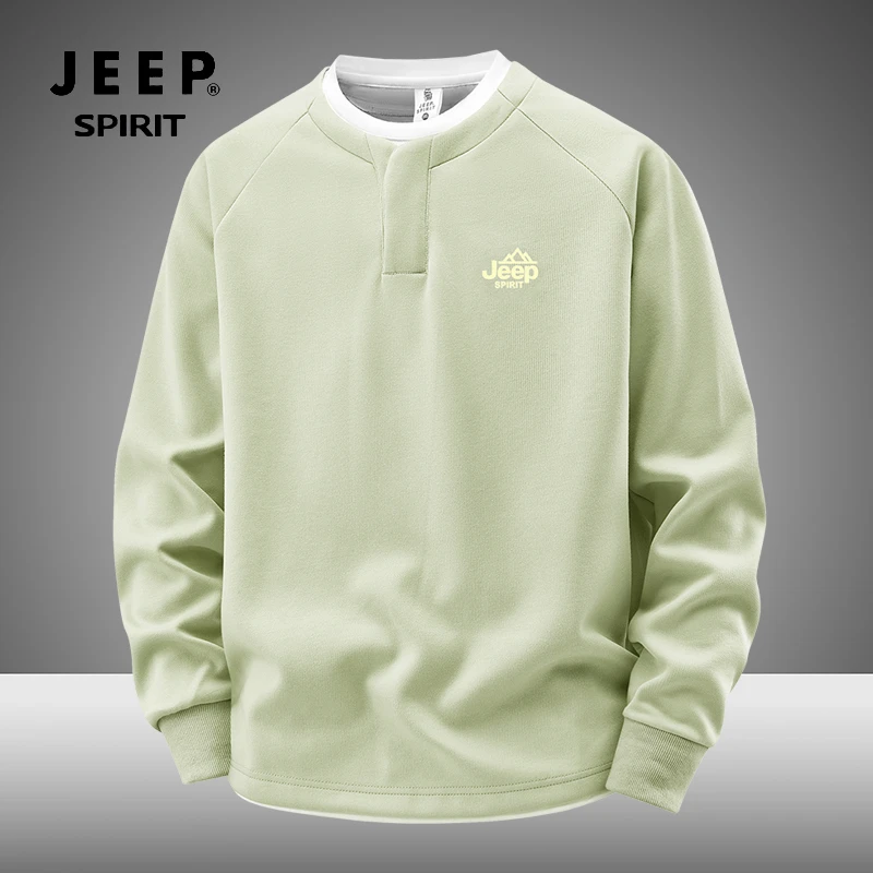 JEEPSPIRIT吉普大码男士字母印花圆领宽松套头潮流长袖秋冬卫衣