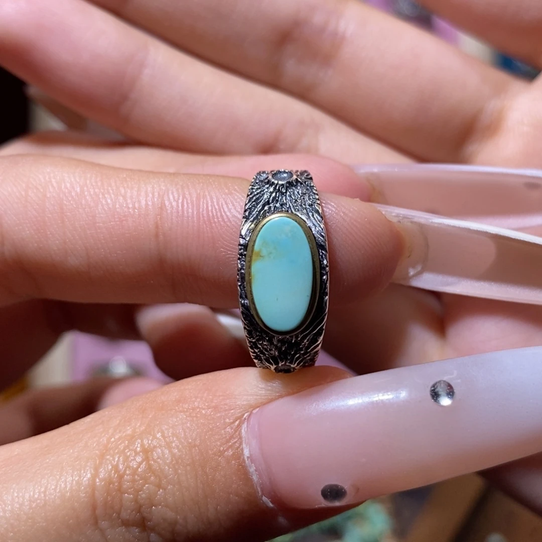 绿松石银S925镶嵌戒指