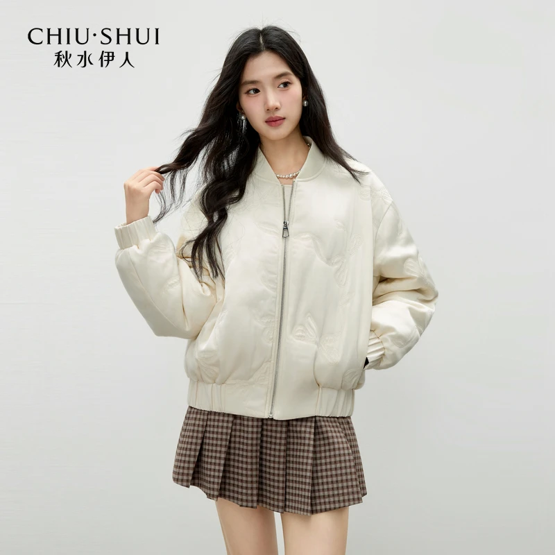 【直播优选】秋水伊人通勤外套蝴蝶结绣花羽绒服625409A150140