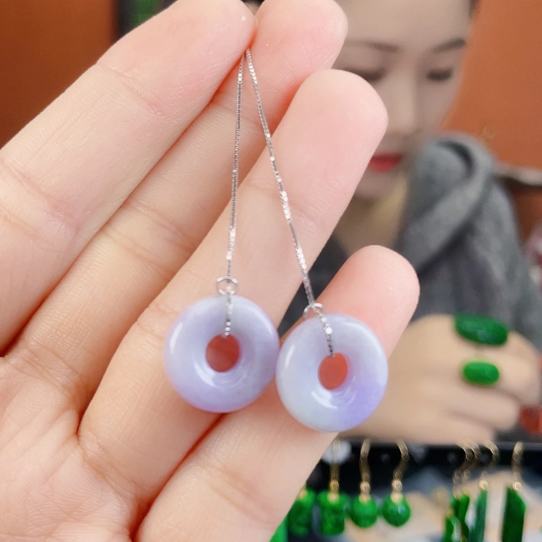 翡翠银S925镶嵌耳饰