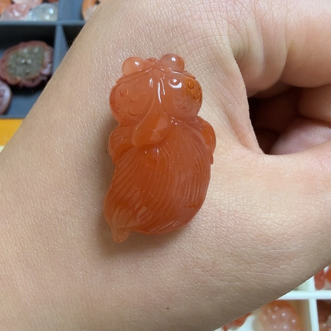 南红玛瑙未镶嵌川料瓦西原矿无优化锦鲤吊坠11.4g