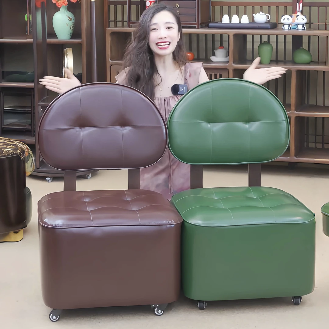 带刹车【顶奢溜溜沙发】可滑轮溜溜实木靠背客厅家用茶几沙发椅