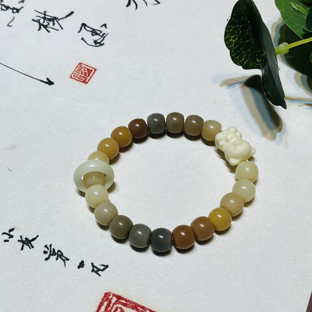 【夺宝熊】风化菩提根渐变手串跑环情侣手链国风学生绕指柔