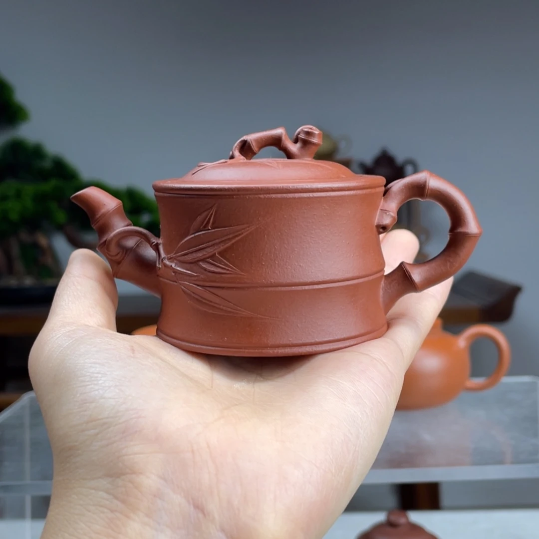【闪购商品】茶壶紫砂闲*生料朱泥可心竹段容量110cc