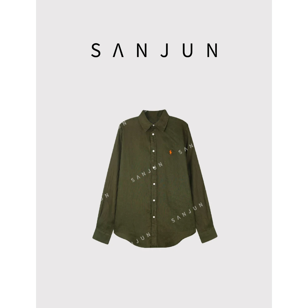 SanJun高品质刺绣宽松亚麻衬衫  DB 004