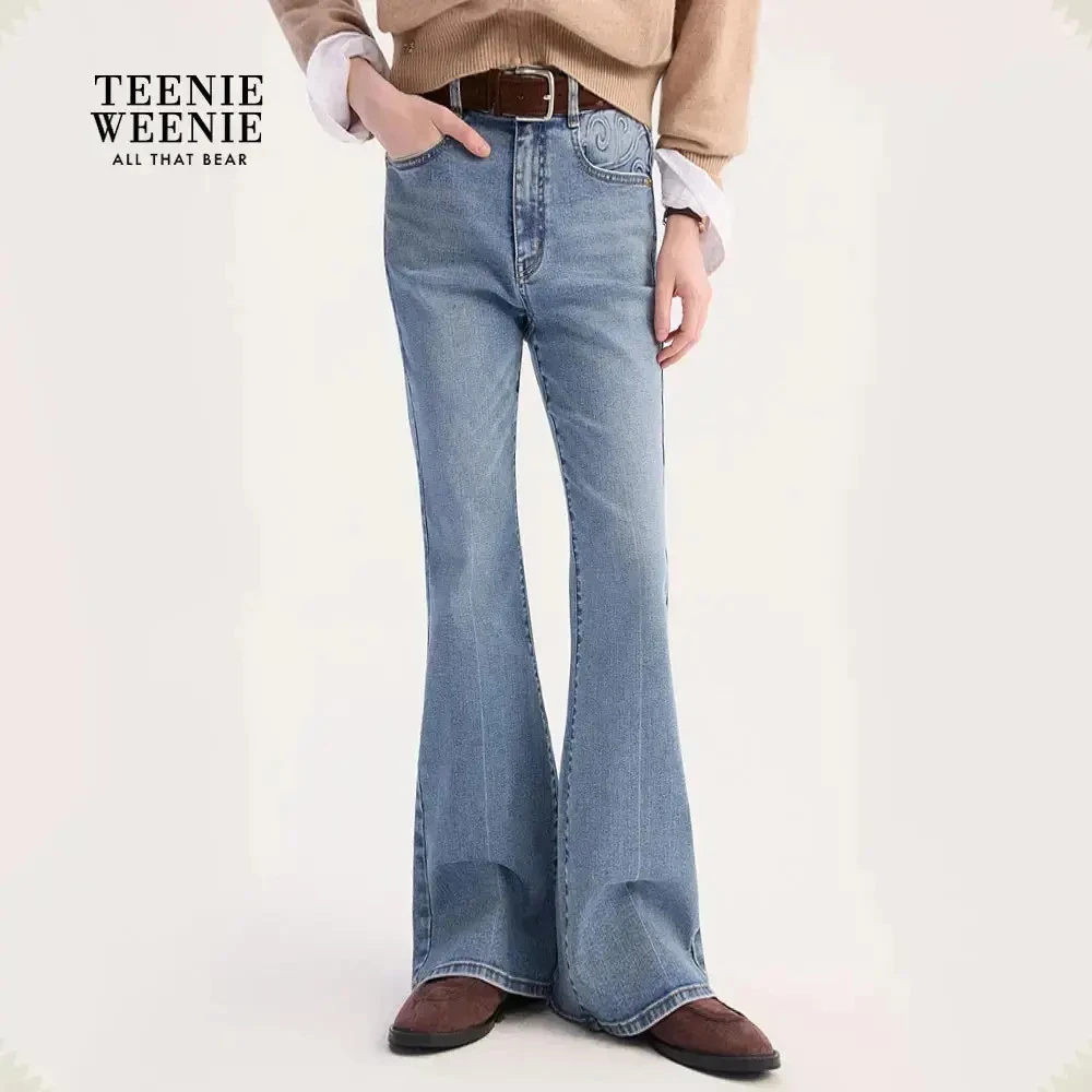 TeenieWeenie小熊女装牛仔裤25秋新款休闲舒适喇叭裤TTTJ254902W
