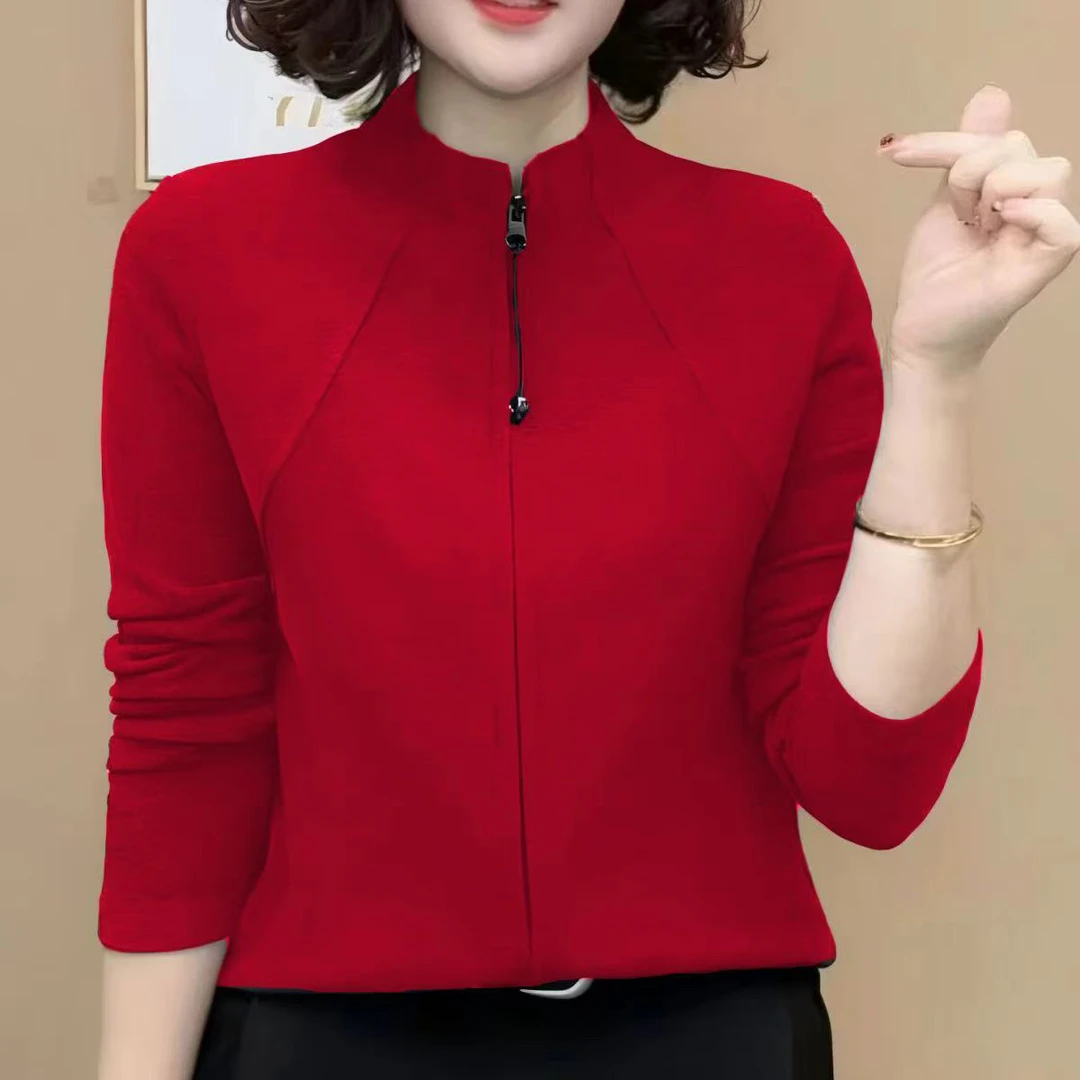 【双面德绒】红红火火过年新款洋气纯色拉链开衫显瘦百搭上衣