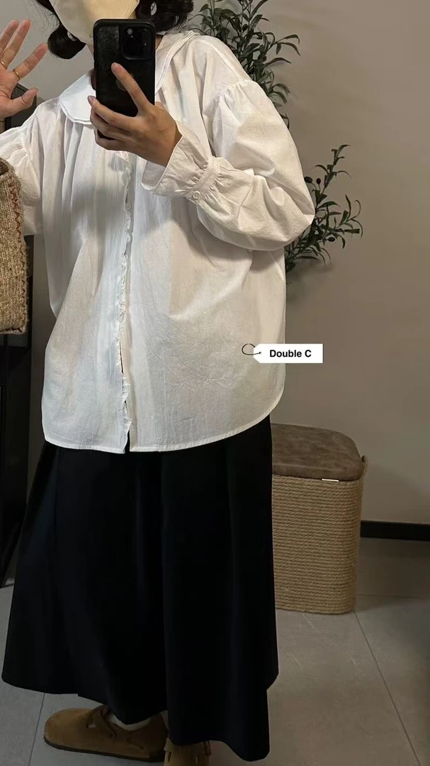 叨叨推荐款#CHAI#2003#小娃娃领隐形扣衬衣（冬季新款）FL